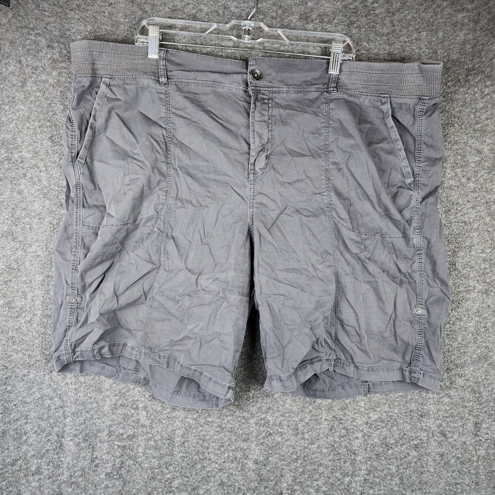 Evri Shorts Womens 22W Bermuda Dark Gray Elastic Waist Plus Size EUC